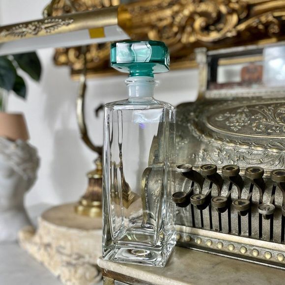 Vintage MCM Luigi Bormioli Light & Music Turquoise Decanter Square Italy Green - Picture 1 of 7